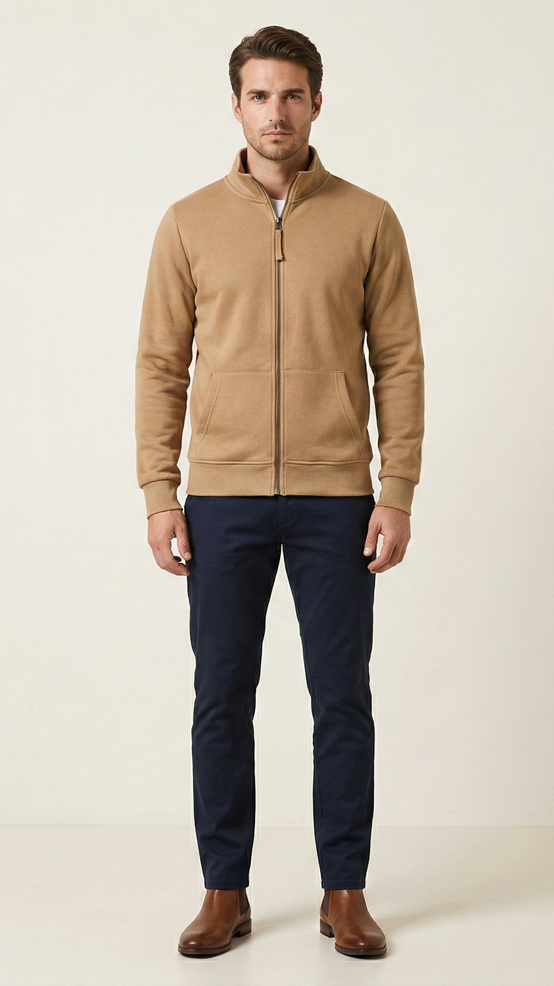 Sweat zippé homme col montant