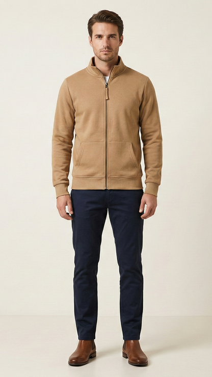 Sweat zippé homme col montant