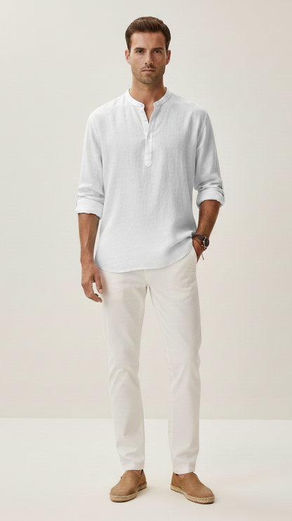 Chemise unisexe col classique manches longues