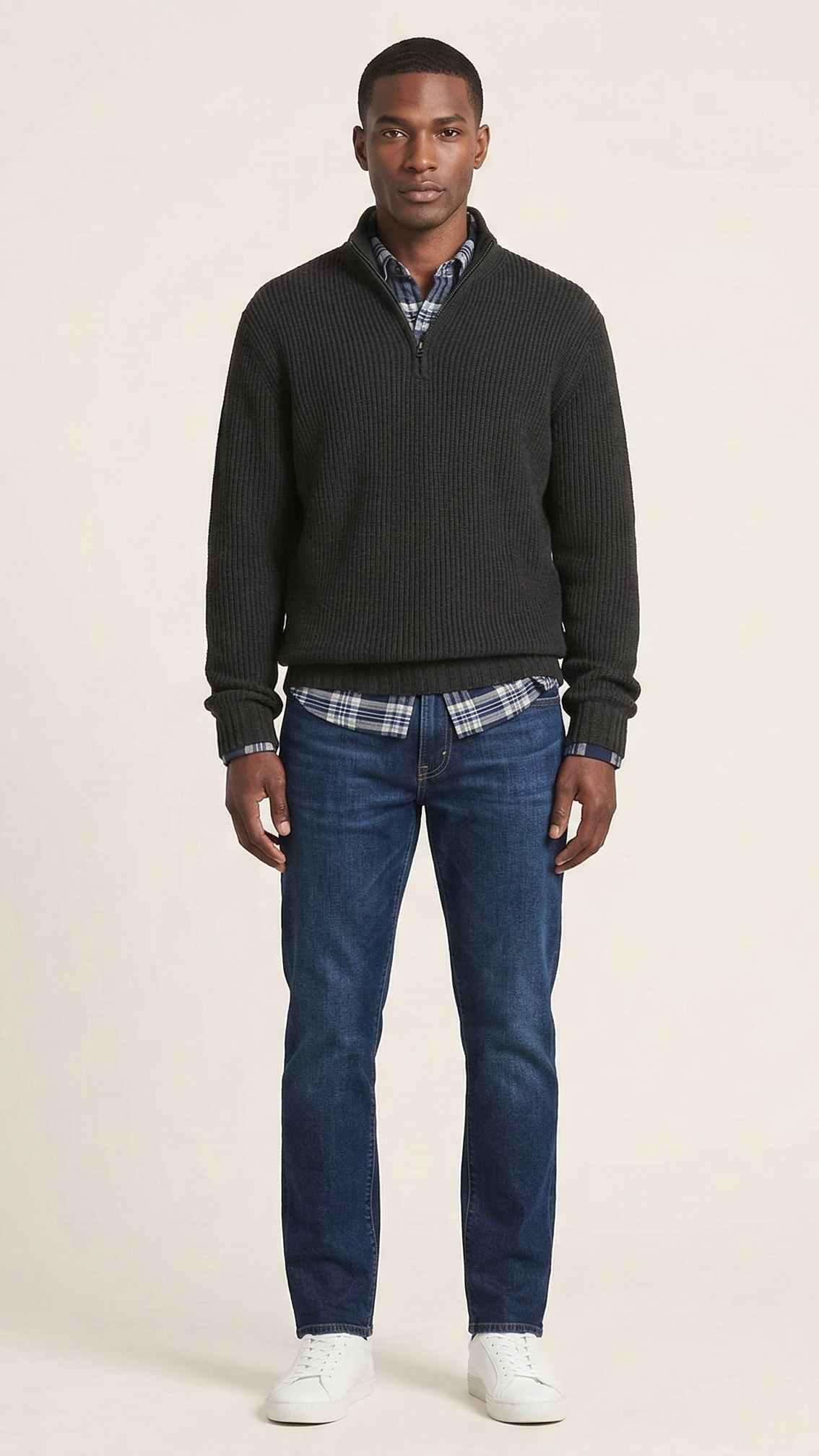 Pull homme col camionneur zippé