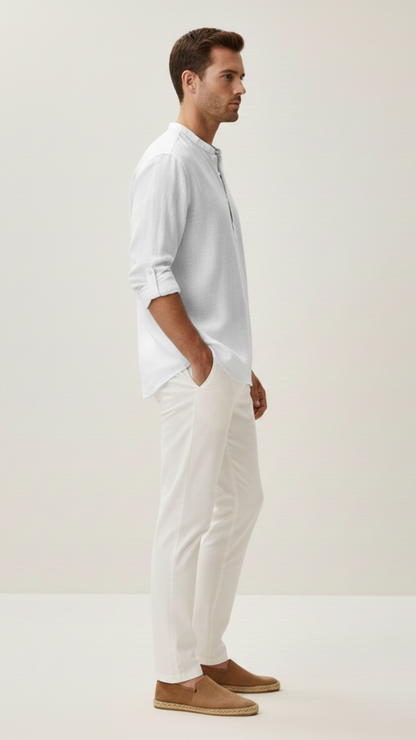 Chemise unisexe col classique manches longues