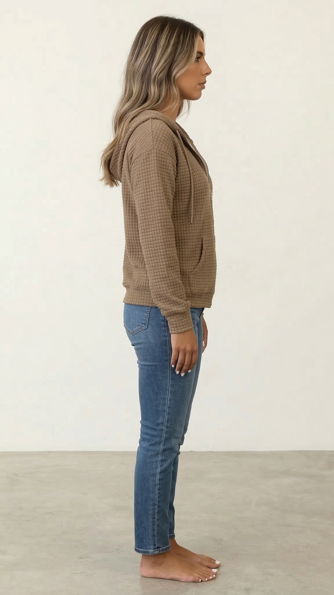 Sweat à capuche zippé femme poches