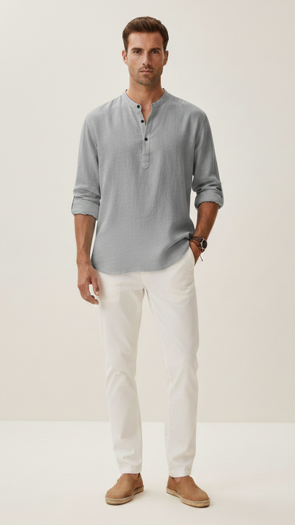 Chemise unisexe col classique manches longues