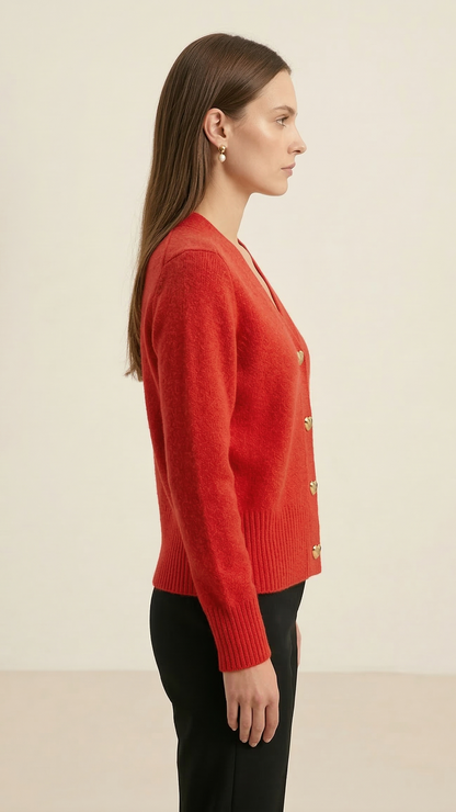 Cardigan femme col V boutonné