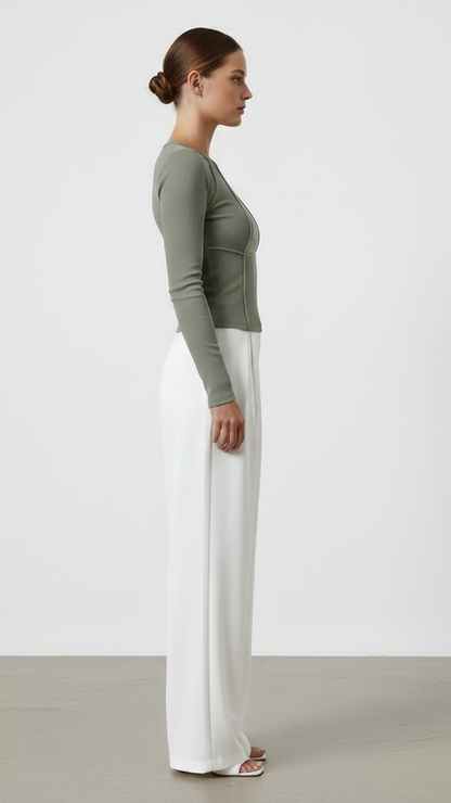 Haut moulant femme manches longues col rond