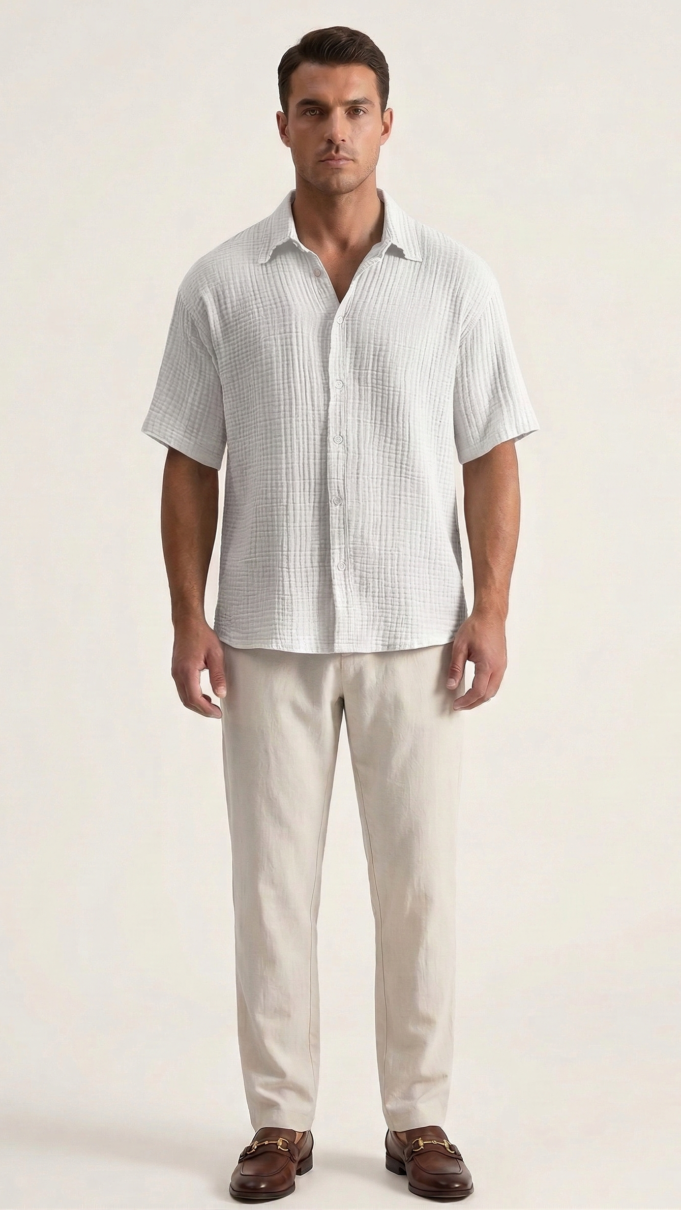 Chemise gaufrée homme manches courtes