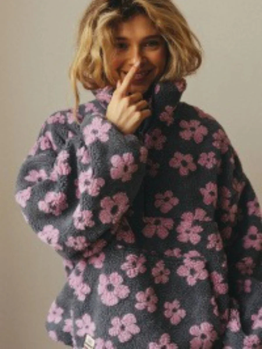 Dames sherpa fleece trui | halve rits