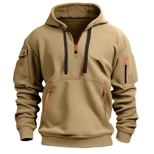 Heren quarter-zip hoodie | mouwzak