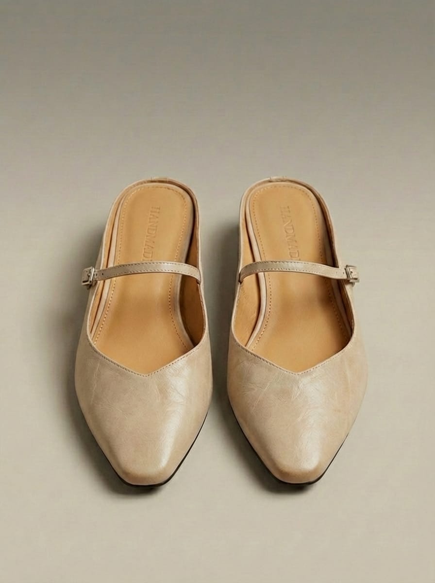 Mules Plates Femme à Bout Pointu | Bride à Boucle
