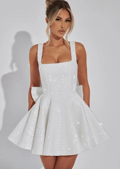 Robe mini sequins nœud femme