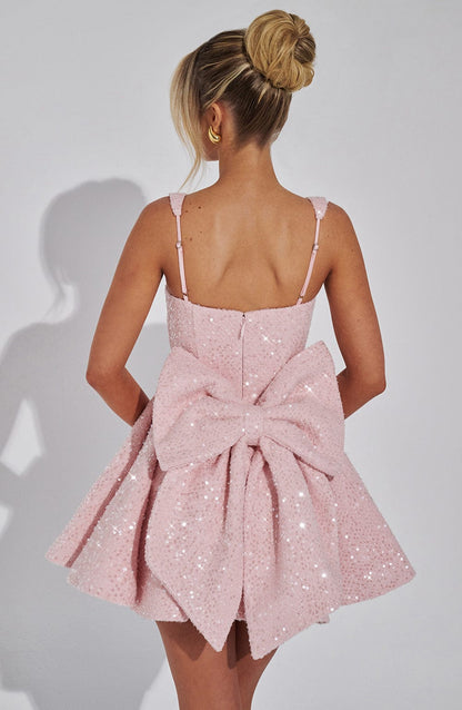 Robe mini sequins nœud femme