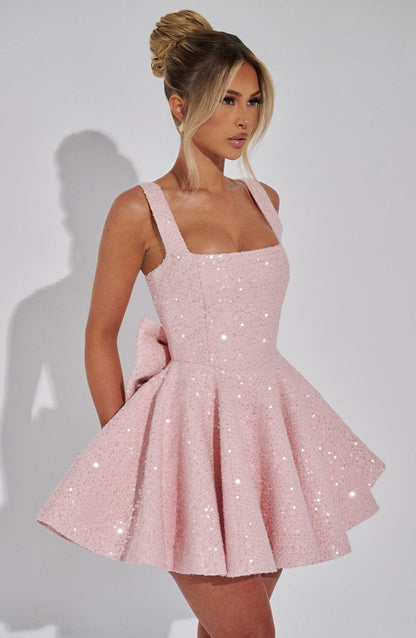 Robe mini sequins nœud femme