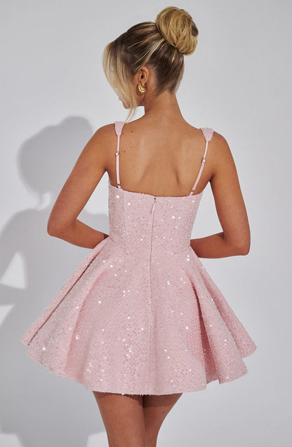 Robe mini sequins nœud femme