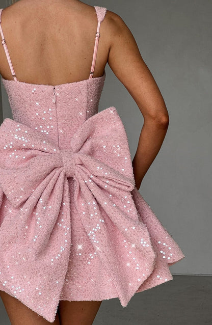 Robe mini sequins nœud femme