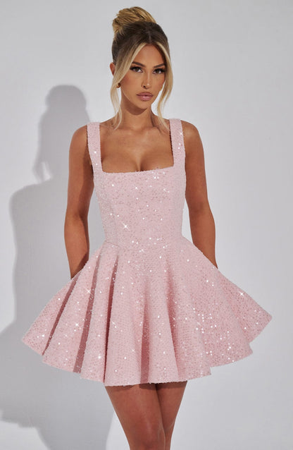 Robe mini sequins nœud femme