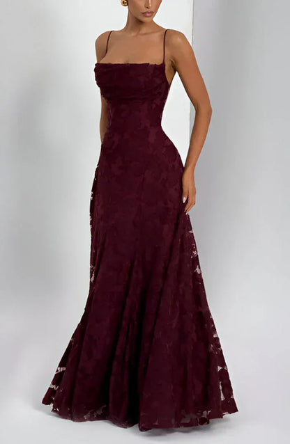 Robe maxi fleurie à bretelles femme