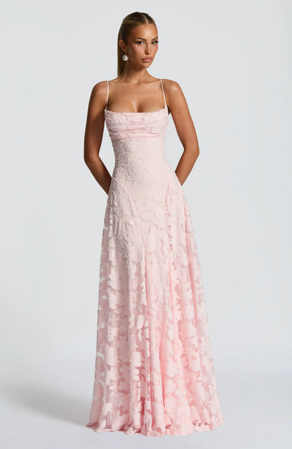 Robe maxi fleurie à bretelles femme