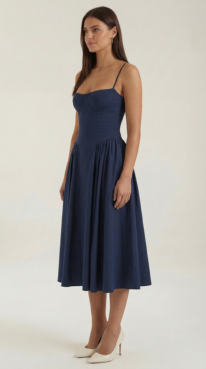 Robe midi corset femme imprimé fleuri