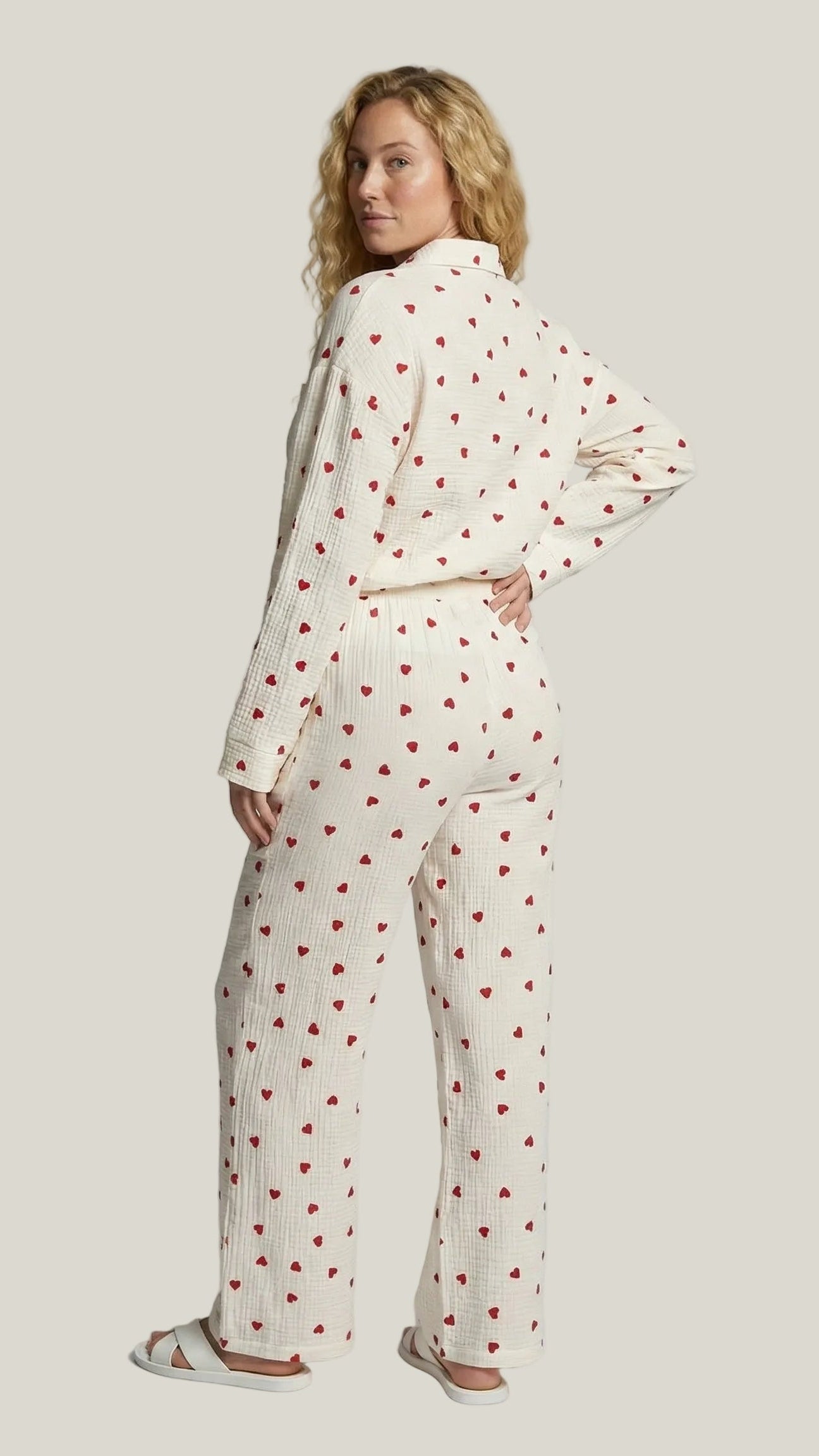 Ensemble pyjama femme motif cœur 2 pièces
