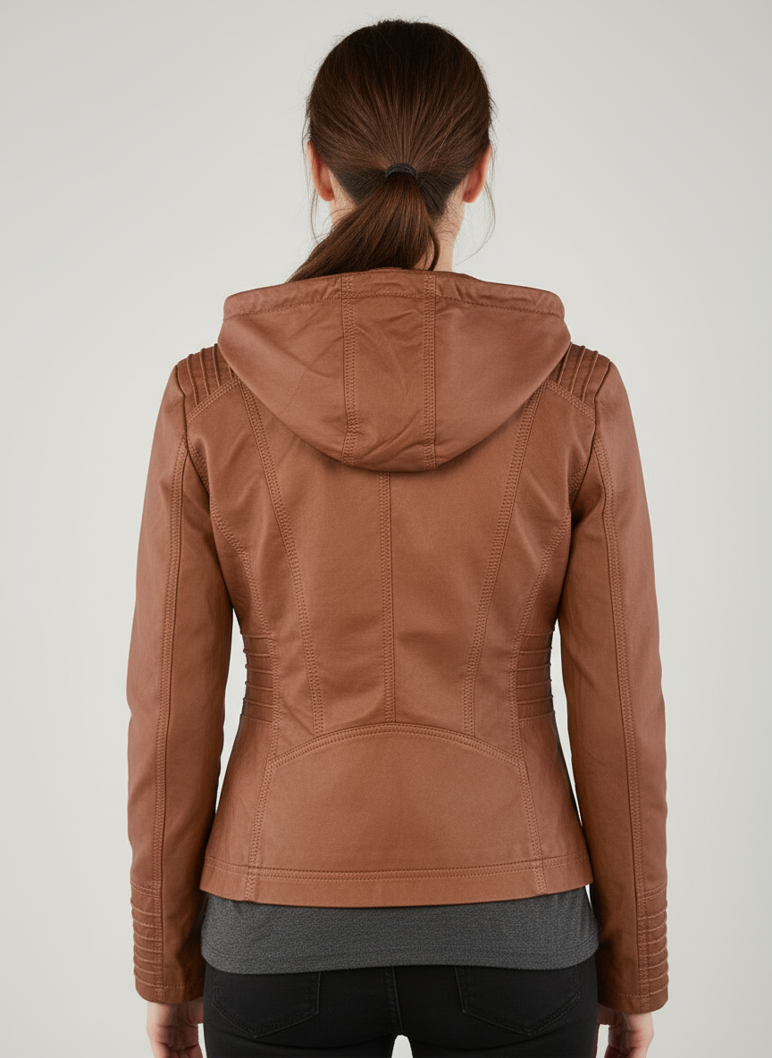Dames bikerjas met capuchon | volledige rits