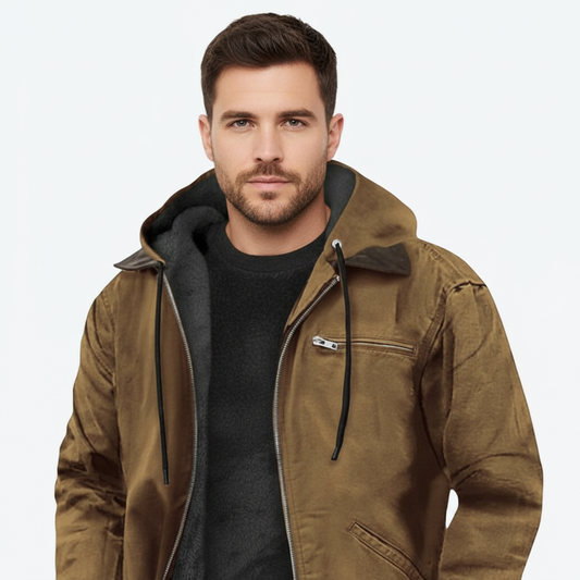 Heren gewatteerde winterjas met rits