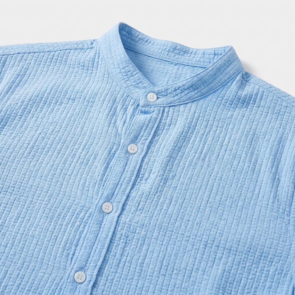 Chemise texturée homme Bleu Ciel - gros plan col