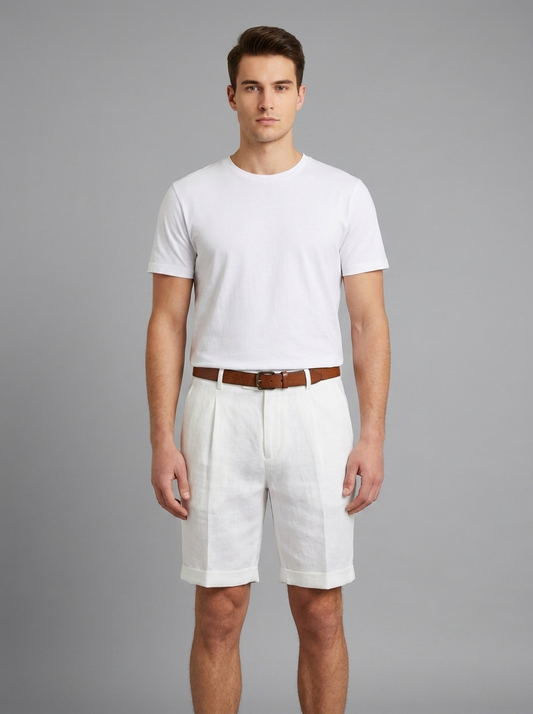 Bermuda en lin homme blanc - vue de face
