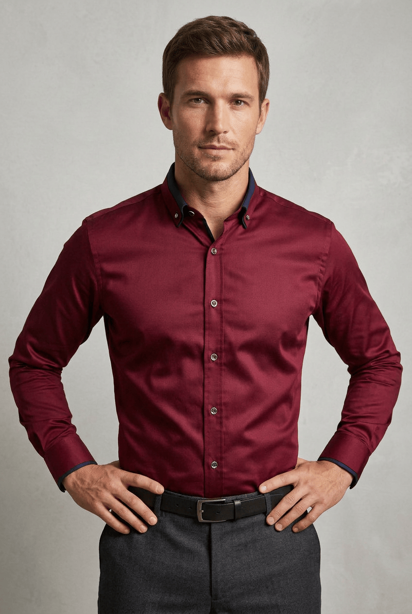 Chemise Homme Habillée à Col Contrasté | Coupe Slim