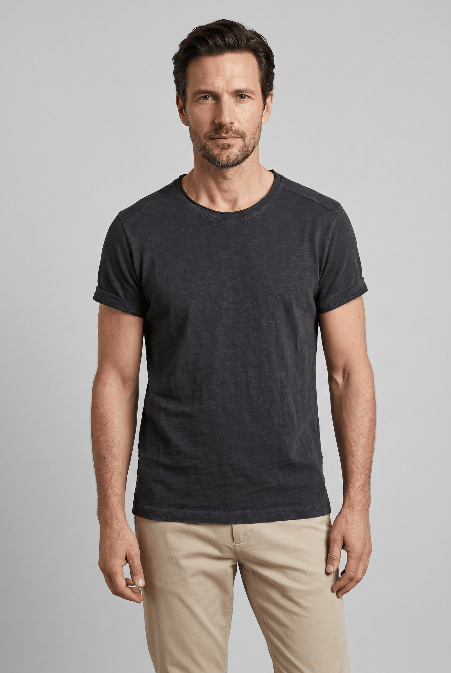 T-Shirt Homme Col Rond Coupe Classique | Manches Retroussées