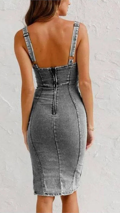 Robe en jean femme bretelles réglables