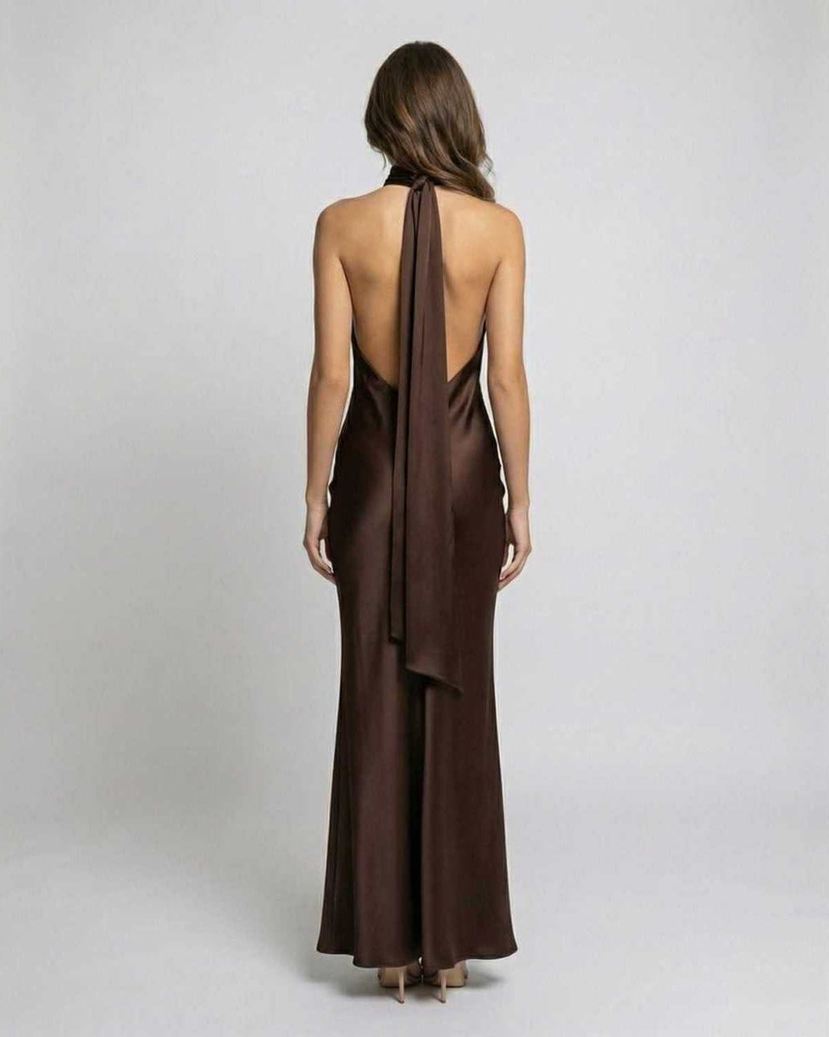 Robe Longue Femme Invitée Mariage | Col Halter Sans Manches