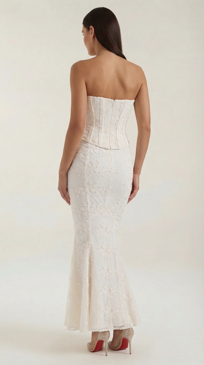 Robe maxi femme corset dentelle bustier