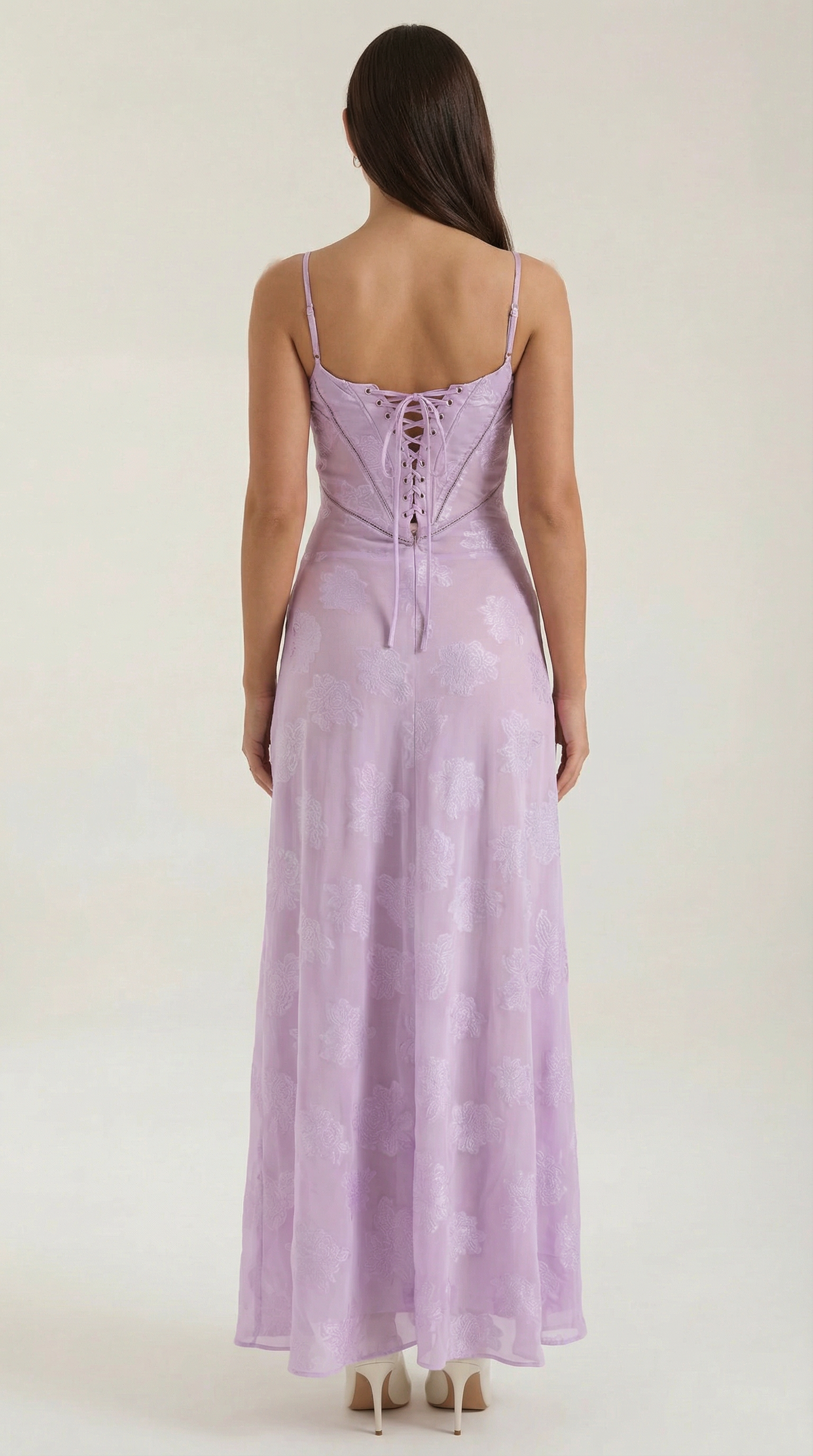 Robe maxi dentelle femme col cœur