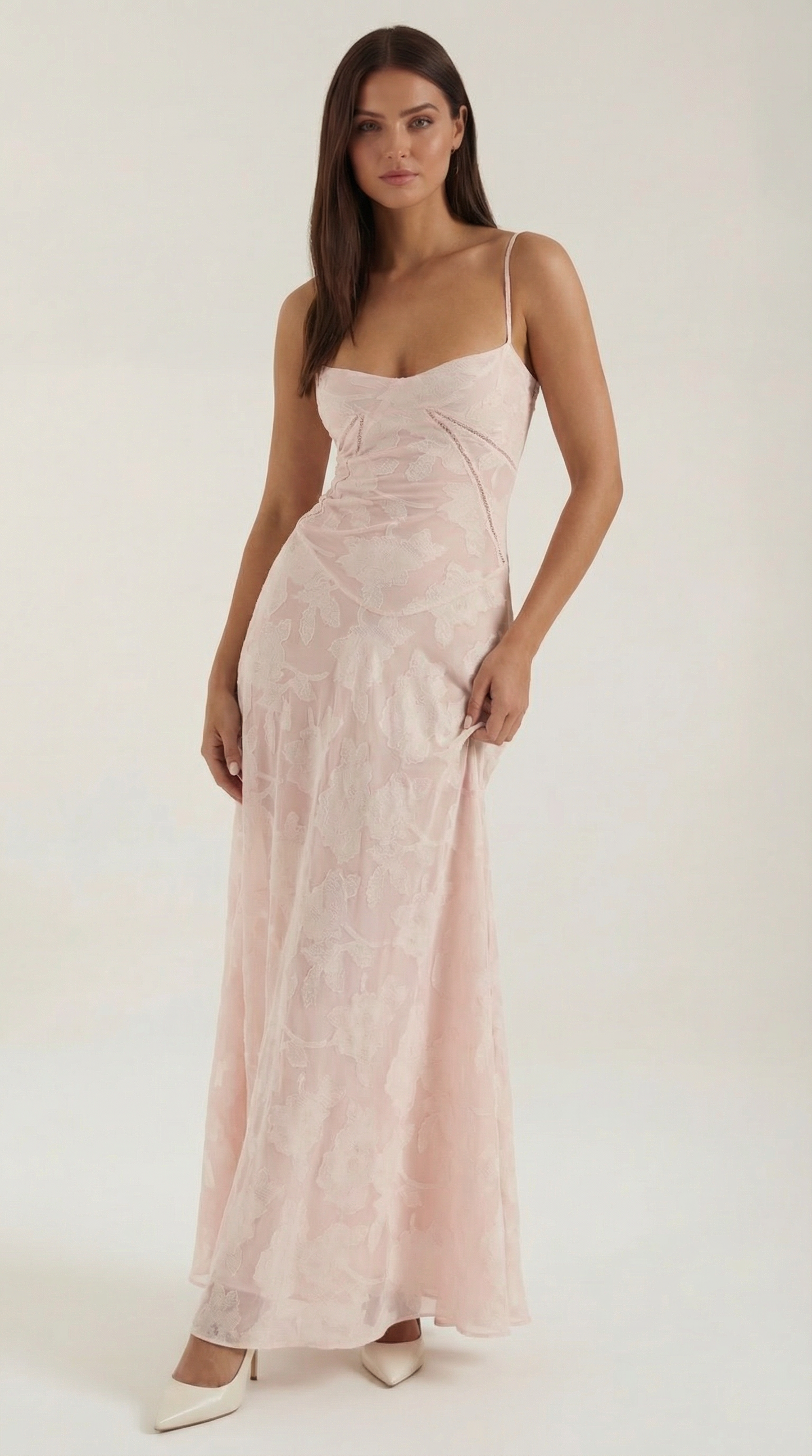 Robe maxi dentelle femme col cœur