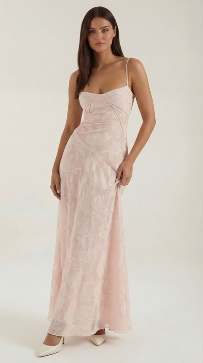 Robe maxi dentelle femme col cœur