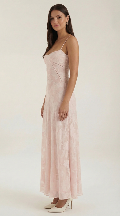 Robe maxi dentelle femme col cœur