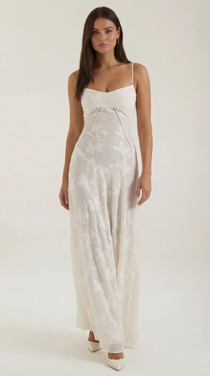 Robe maxi dentelle femme col cœur