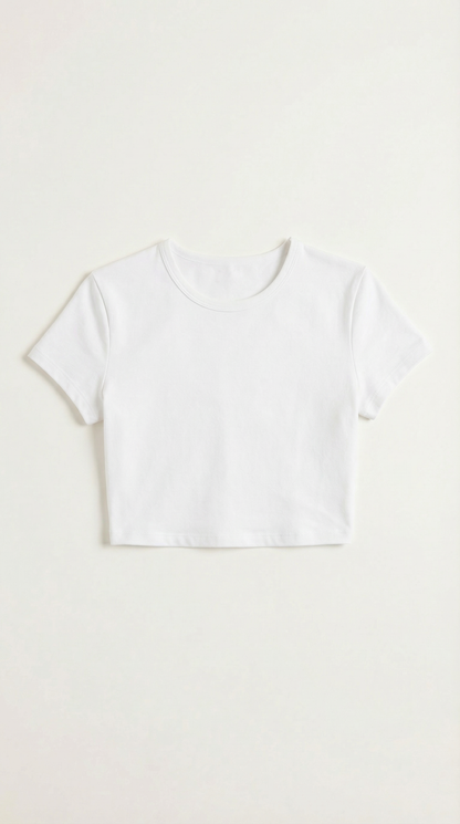 Top court femme col rond manches longues