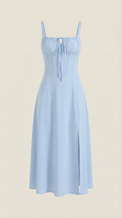 Robe midi lacets élégante femme