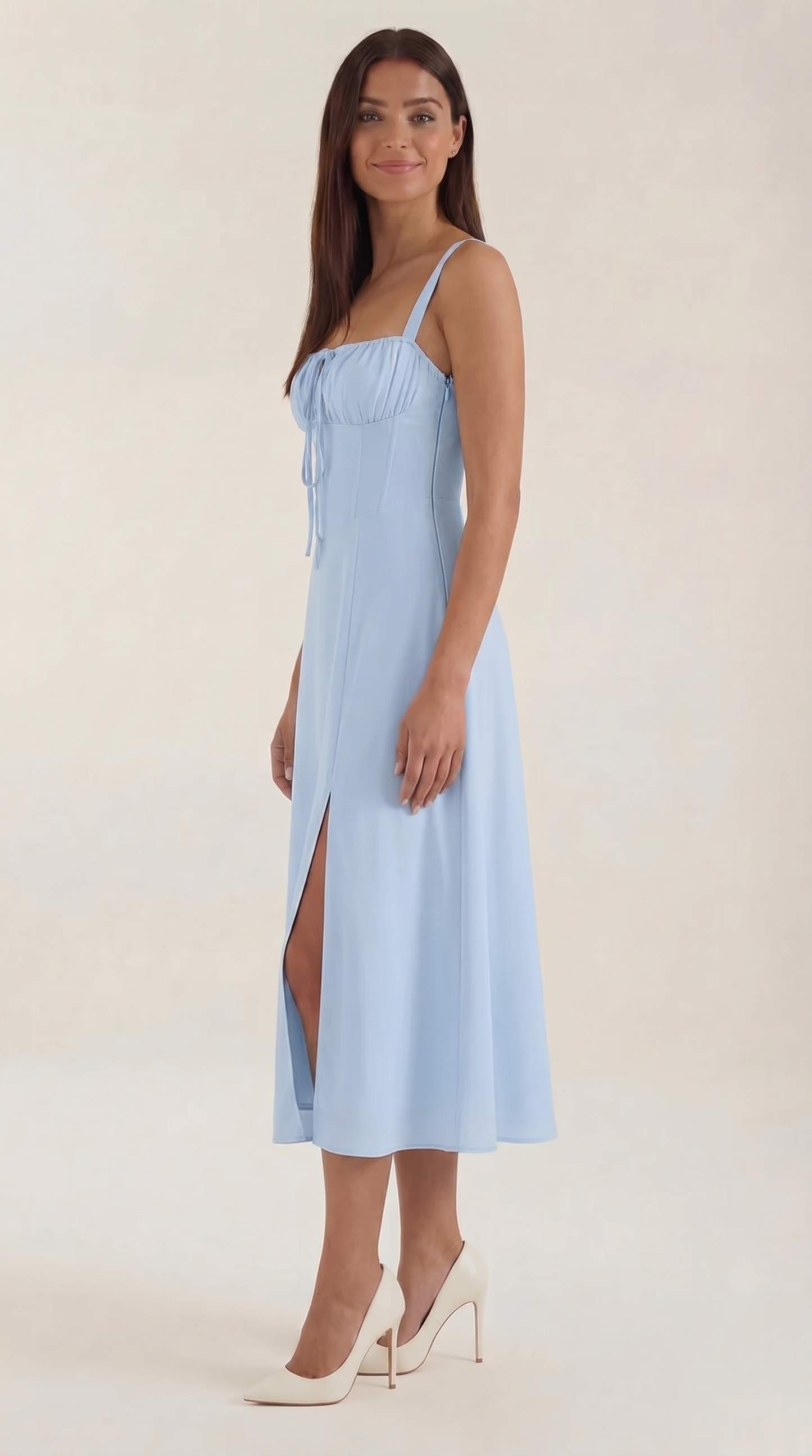 Robe midi lacets élégante femme