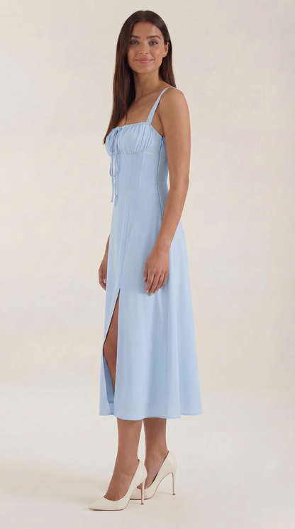 Robe midi lacets élégante femme
