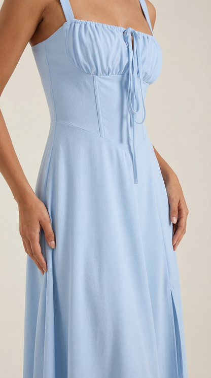 Robe midi lacets élégante femme
