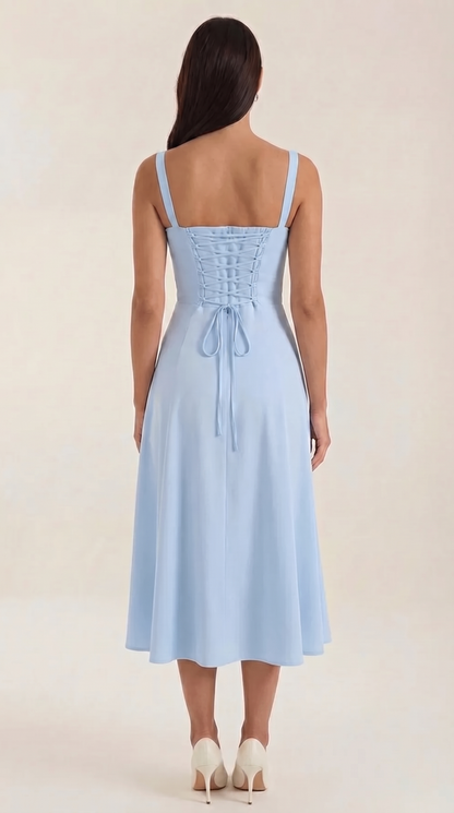 Robe midi lacets élégante femme