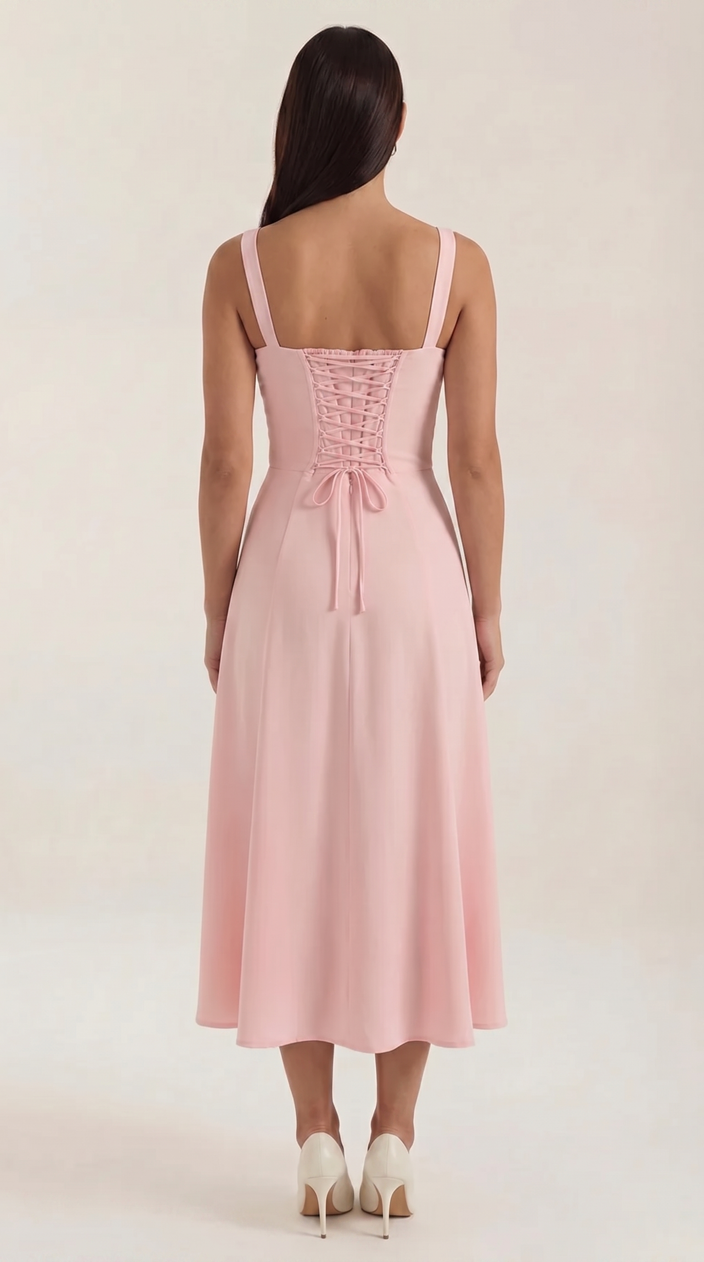 Robe midi lacets élégante femme
