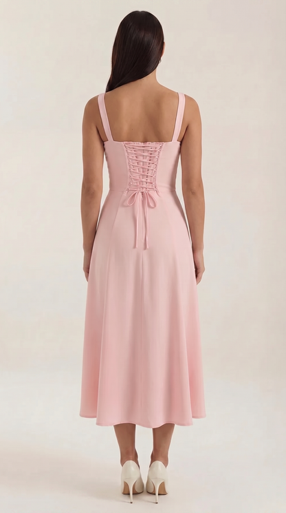 Robe midi lacets élégante femme