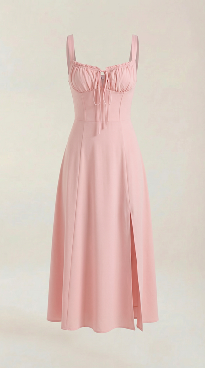 Robe midi lacets élégante femme