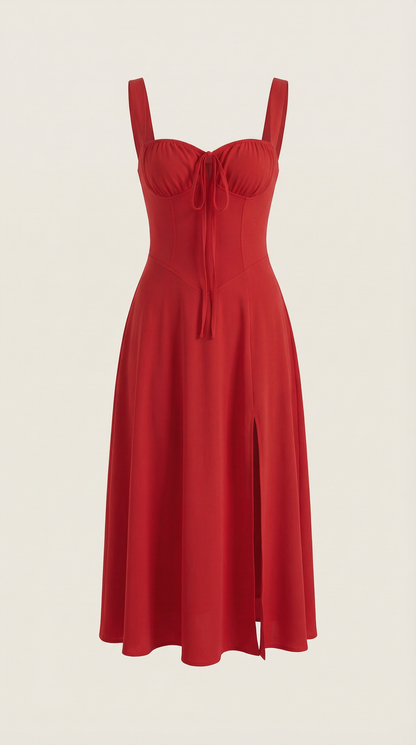 Robe midi lacets élégante femme