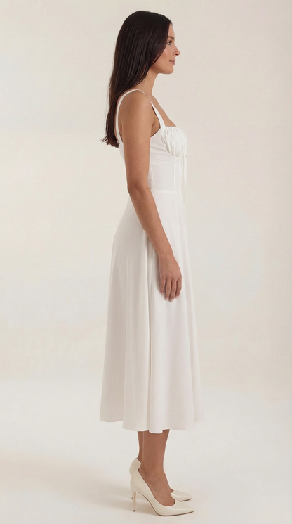 Robe midi lacets élégante femme