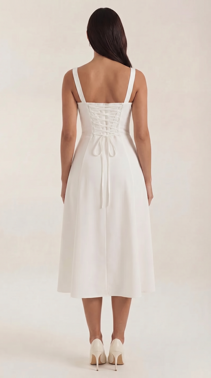 Robe midi lacets élégante femme