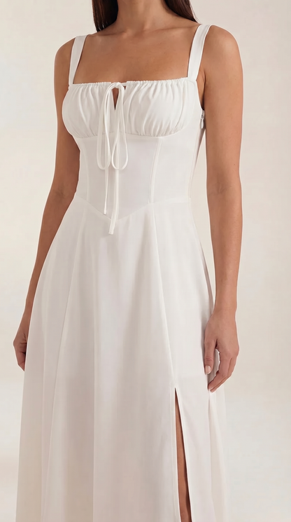 Robe midi lacets élégante femme